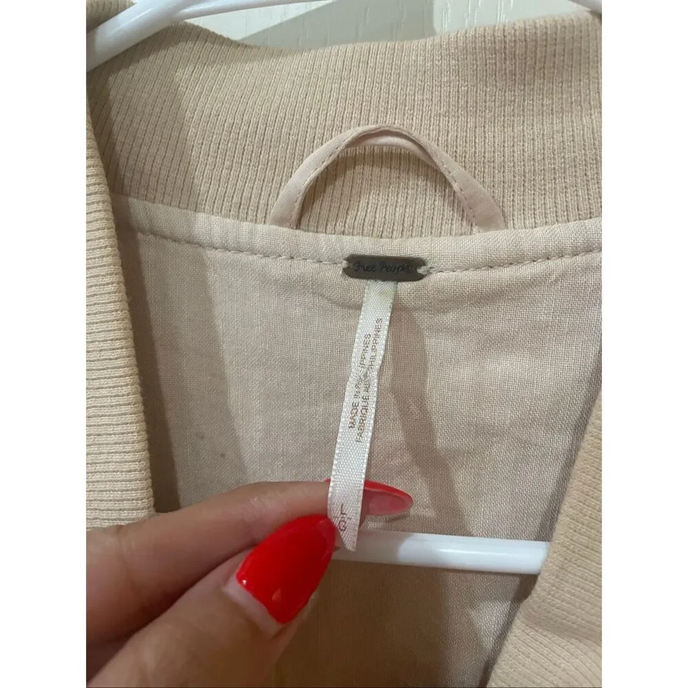 Free People Ruched Linen Blend Bomber jacket size large